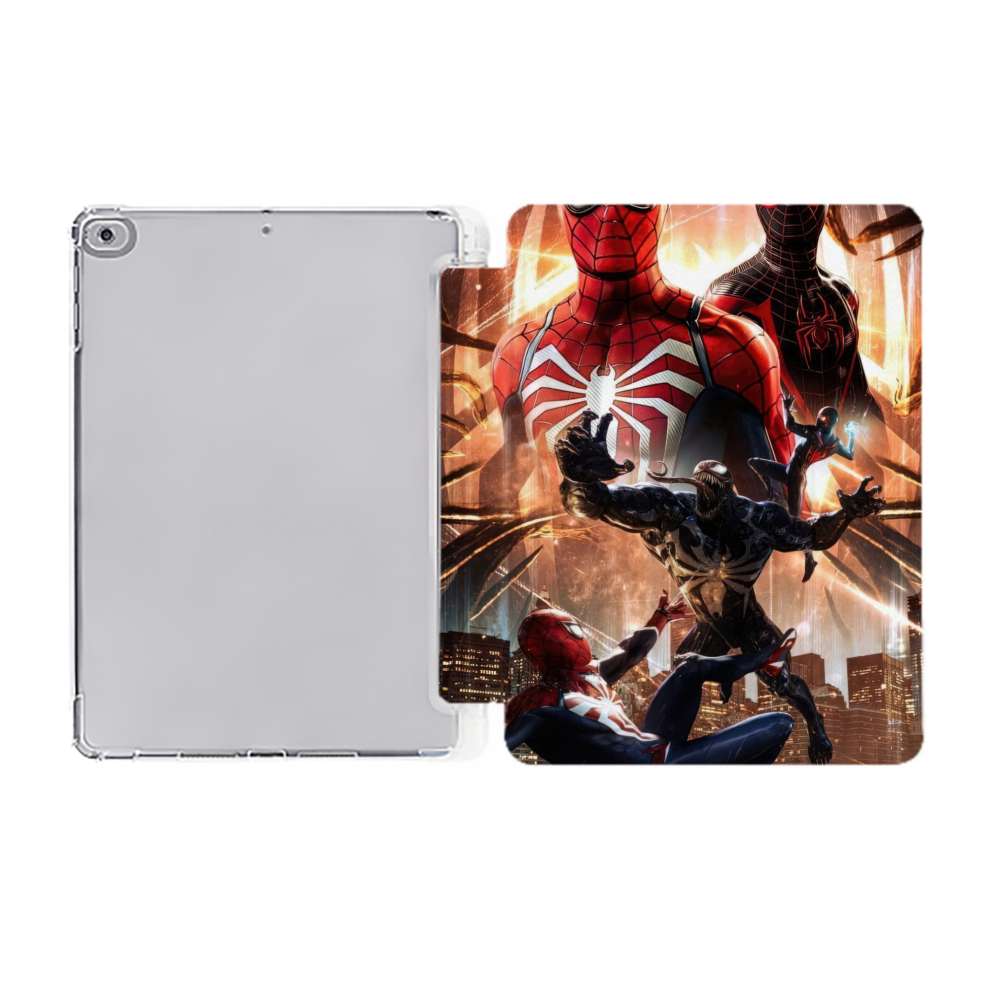 （画像用） Spider Man スパイダーマン IPad ケース ペン収納付き 三つ折りスタンド PUレザー×シリコン 対応機種9.5/10.5/10.9インチ